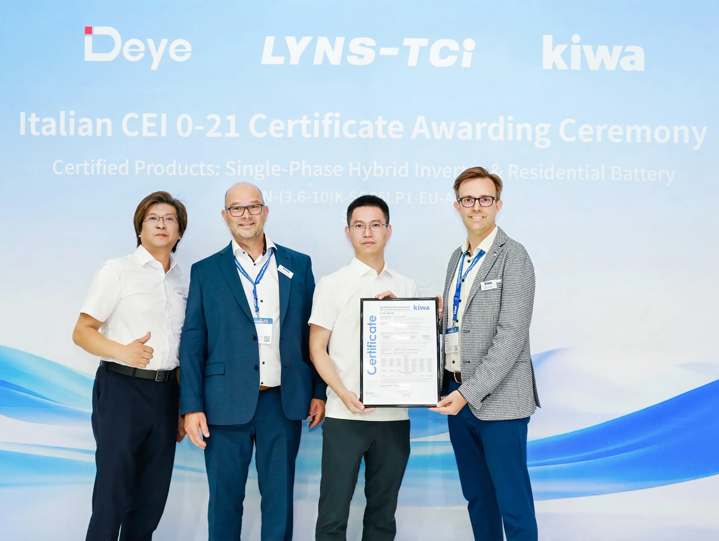 Deye Next-Gen Residential Energy Storage Products Receive Italian CEI 0-21 Certification from Kiwa
